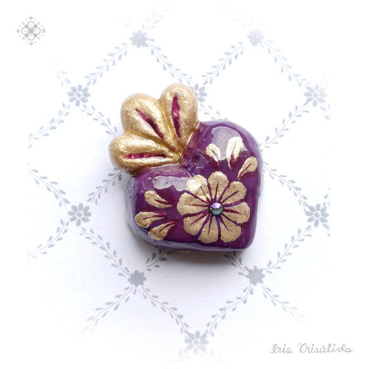 .Cherished Heart Pendant | Mauve & Gold