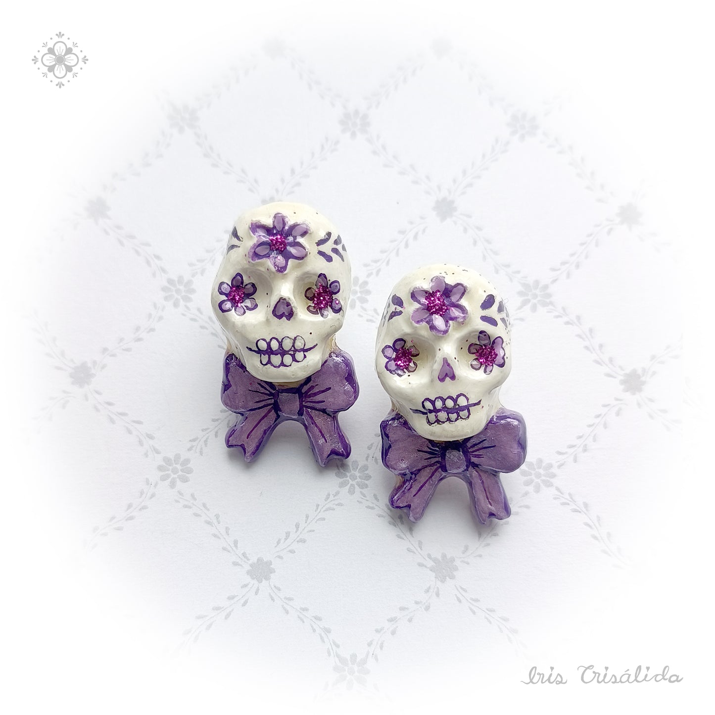 .Dear Death Earrings | Metallic lilac & purple