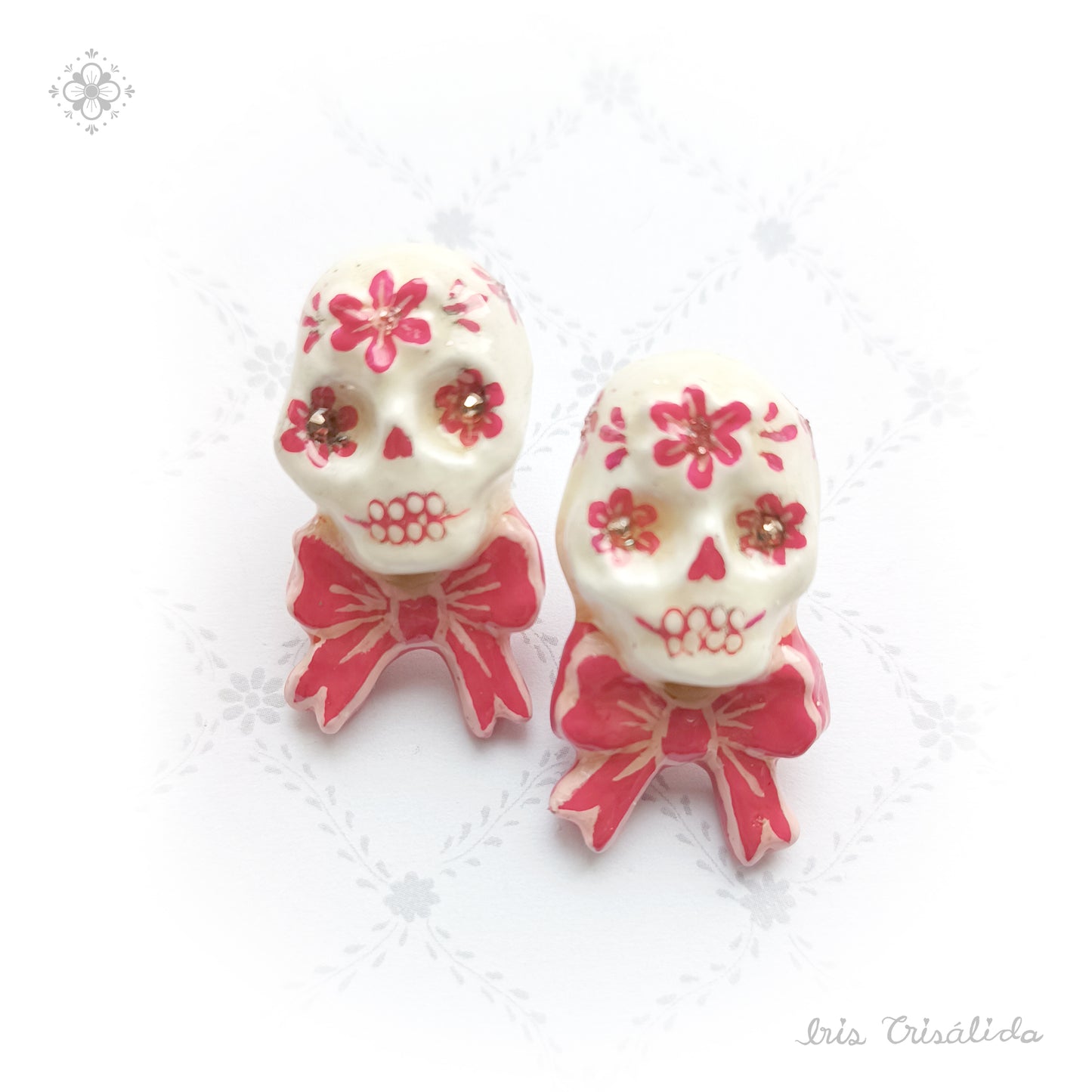 ..Dear Death Earrings | Red & pale pink