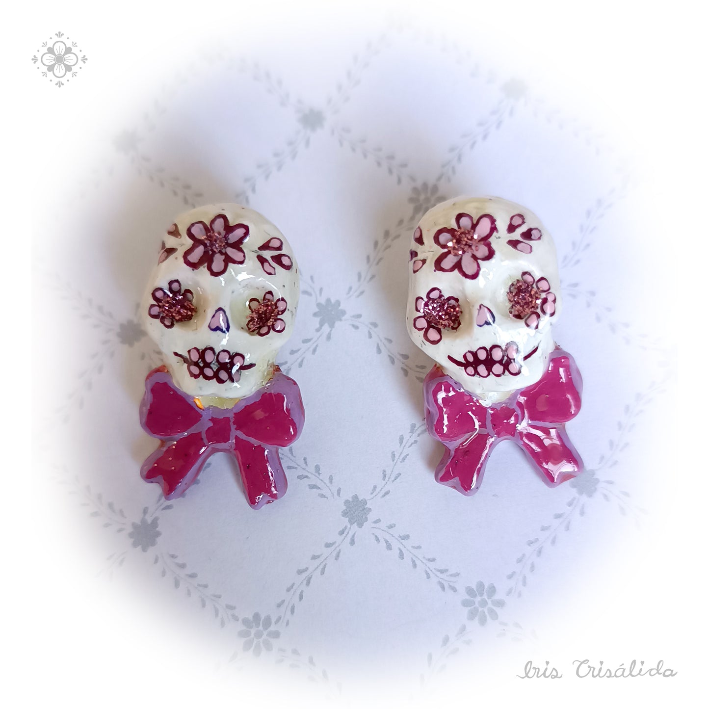 .Dear Death Earrings | Dark magenta & lilac