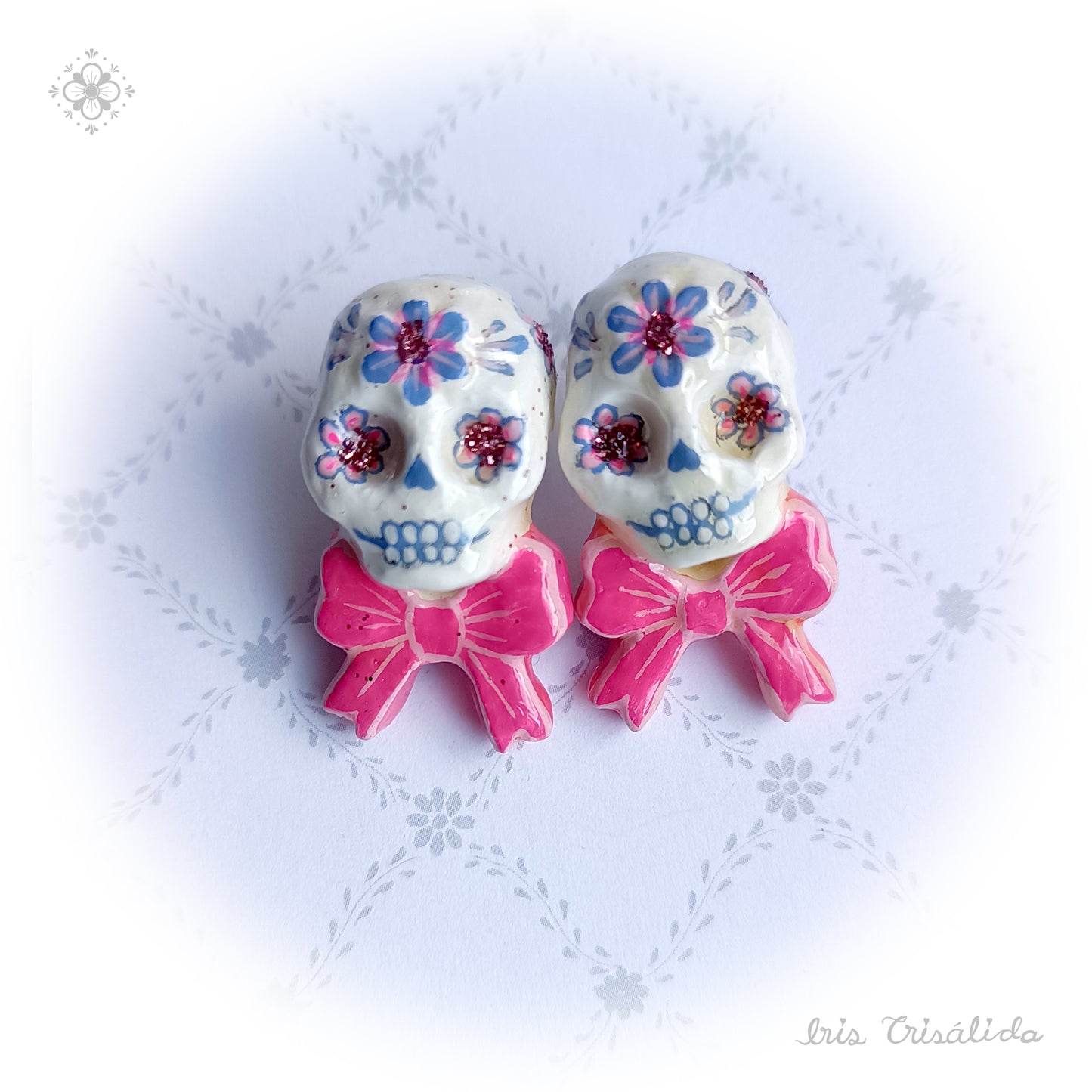 .Dear Death Earrings | Pink & blue