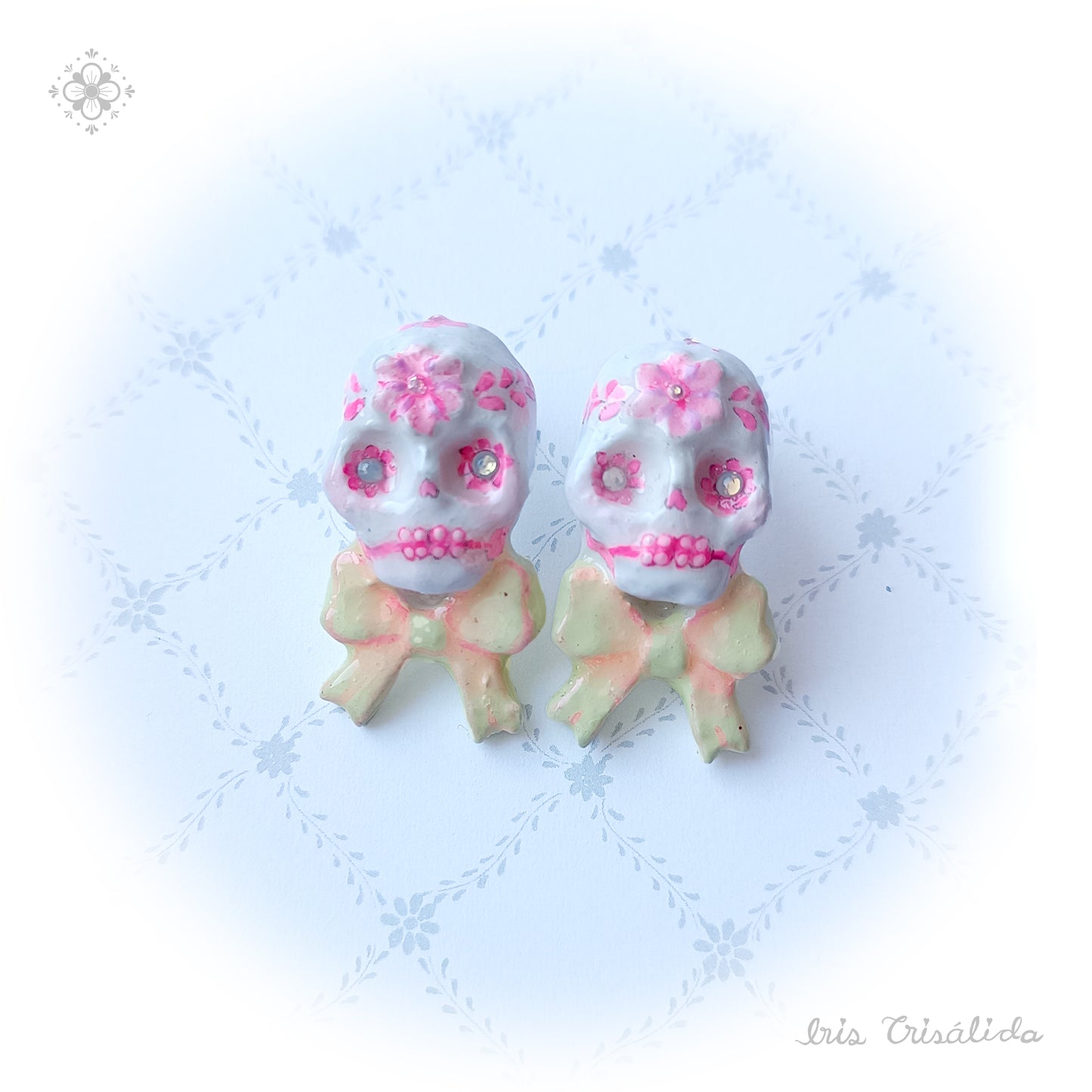 .Dear Death Earrings | Yellow & pink