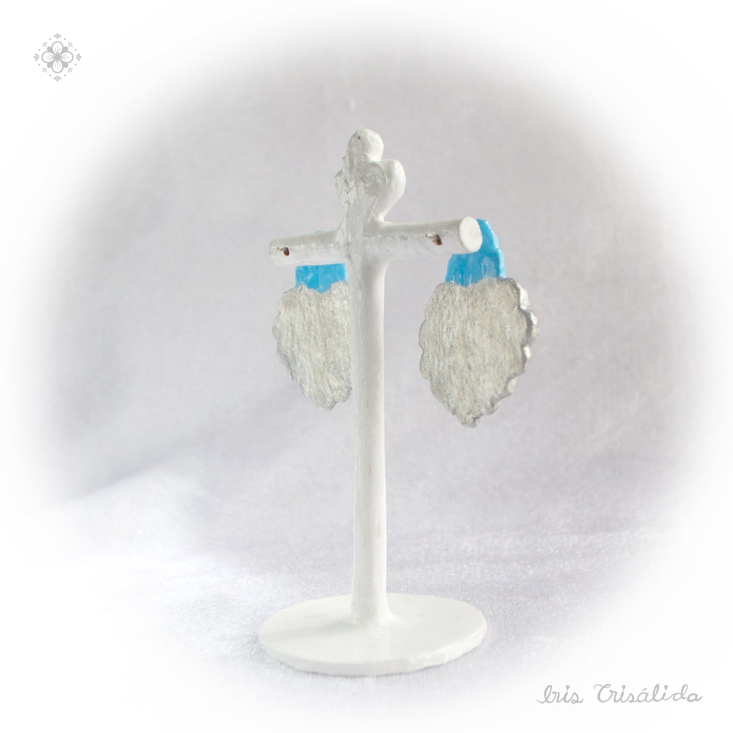 Aretes de Corazón Aúreo | Azul, plateado y rosa