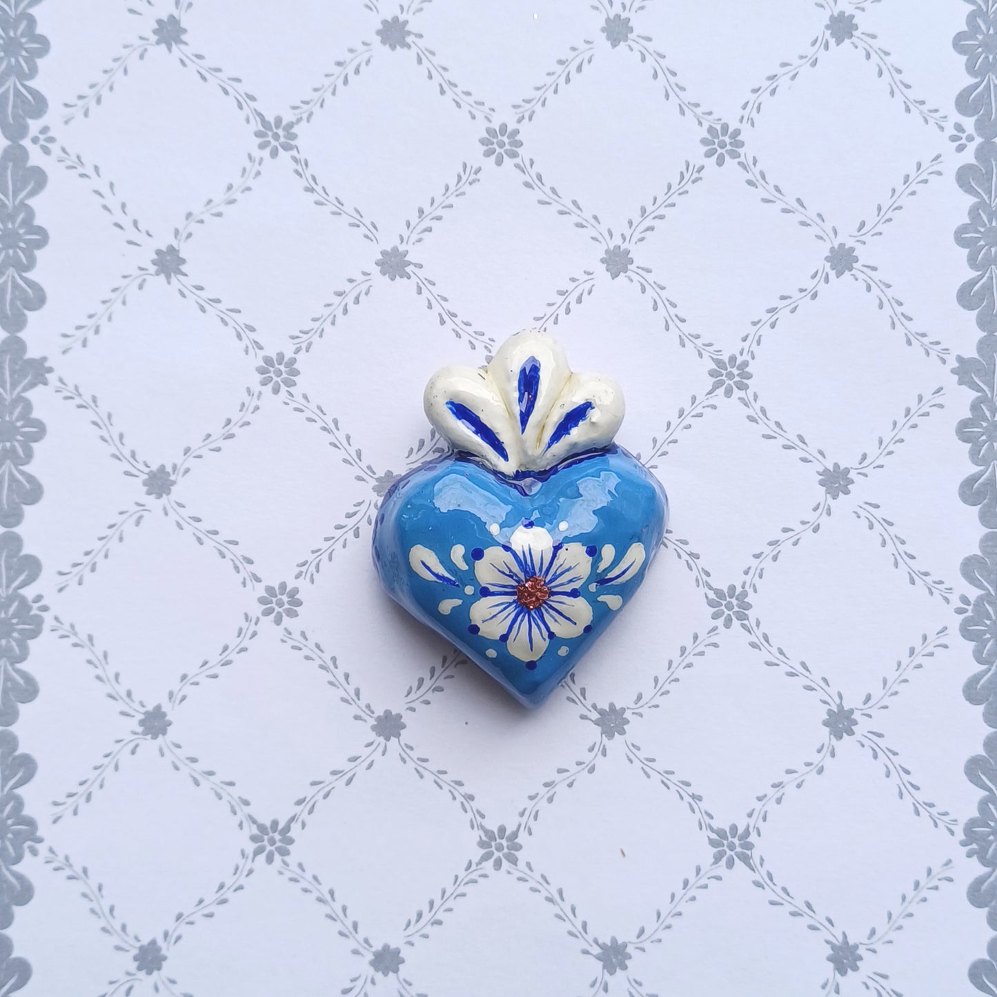 Cherished Heart Pendant | Blue & White
