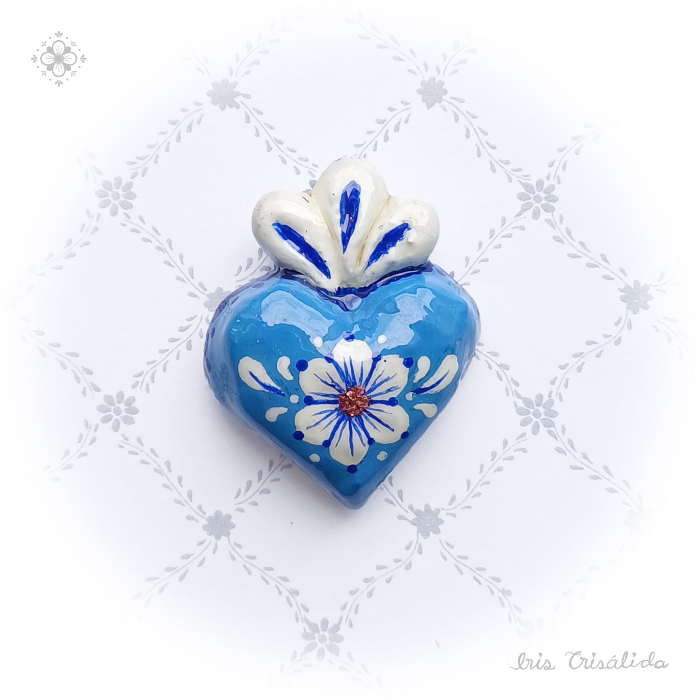 Cherished Heart Pendant | Blue & White