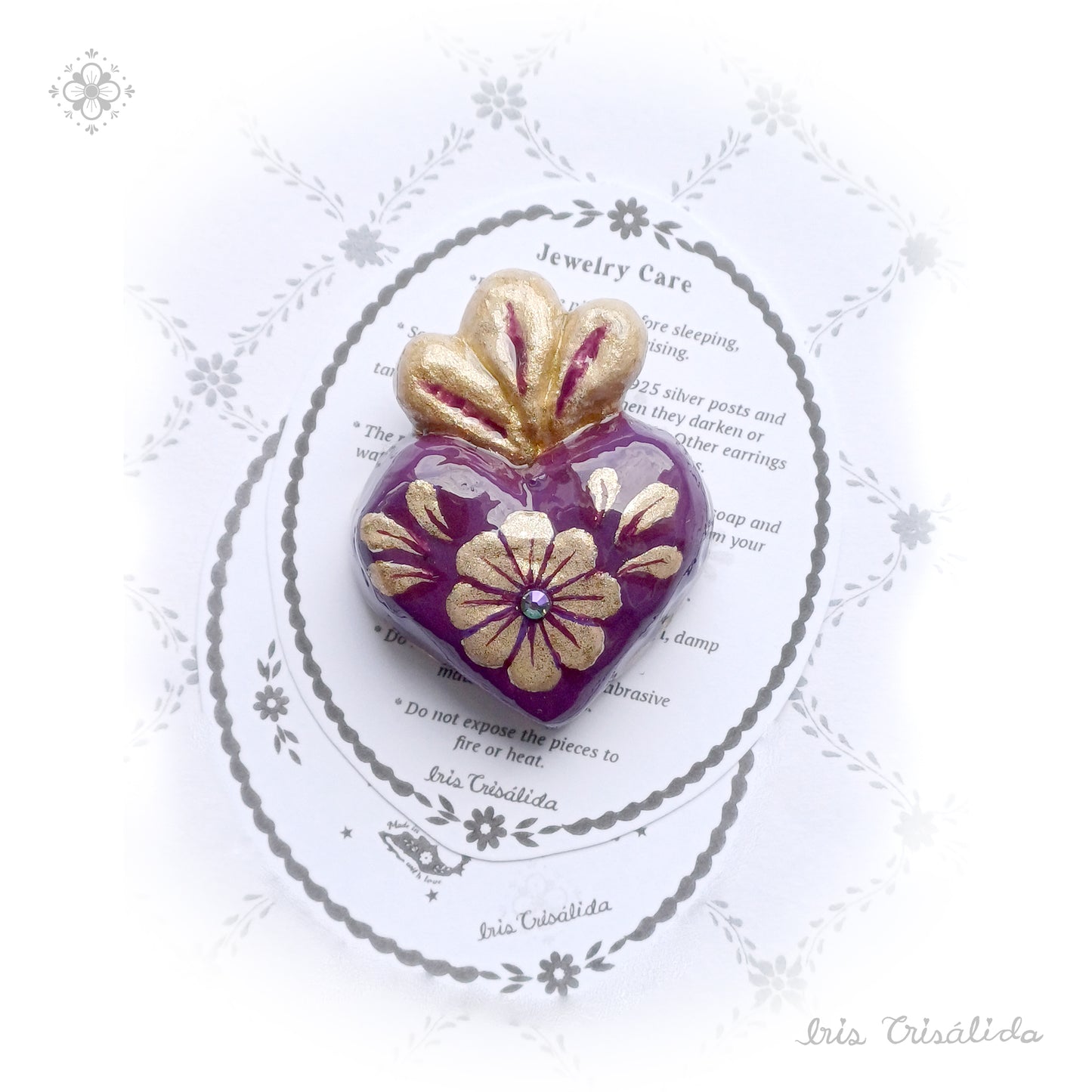 .Cherished Heart Pendant | Mauve & Gold