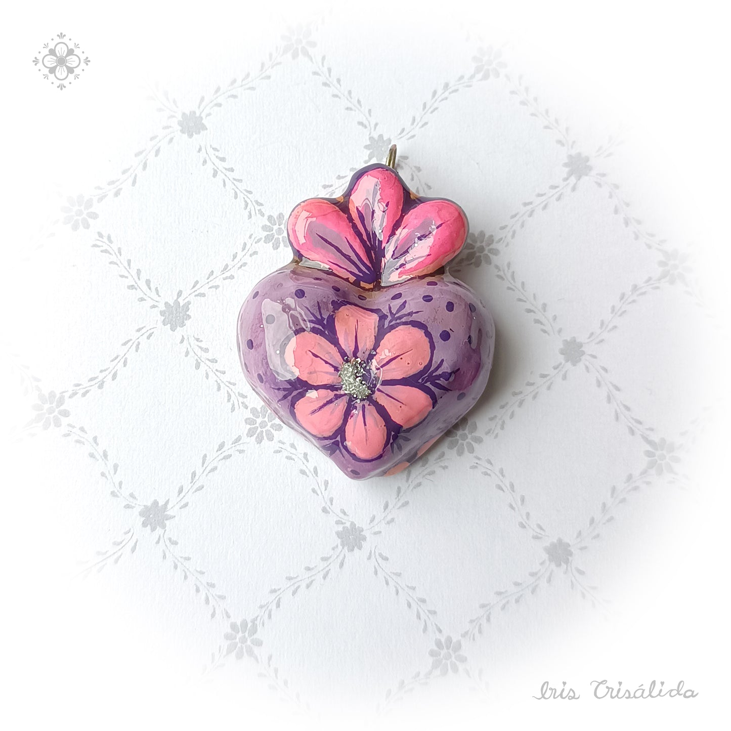 Cherished Heart Pendant | Light purple & pink