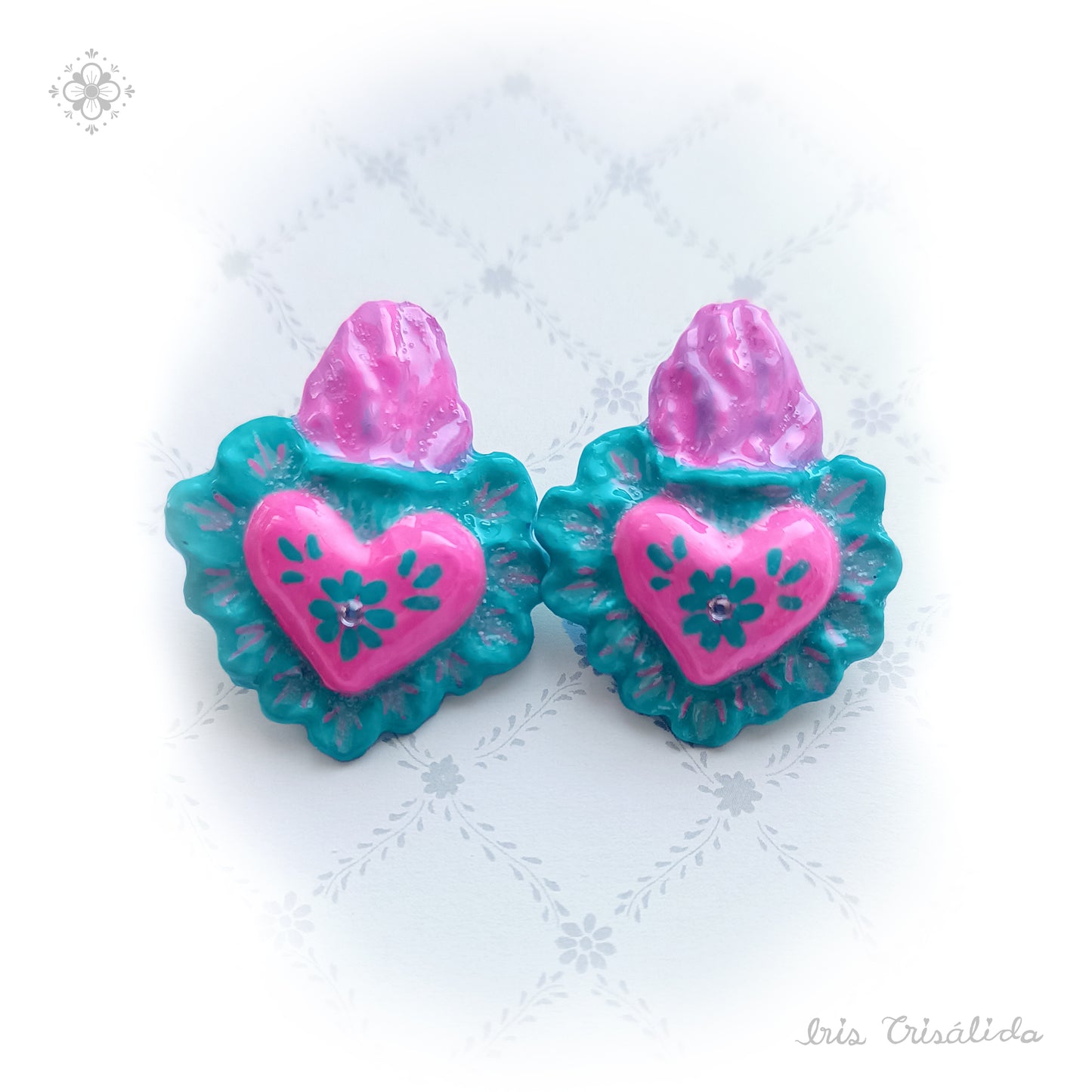 Aureal Heart Earrings | Magenta & turquoise