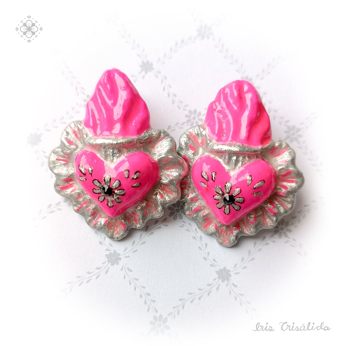 Aureal Heart Earrings | Pink & silver