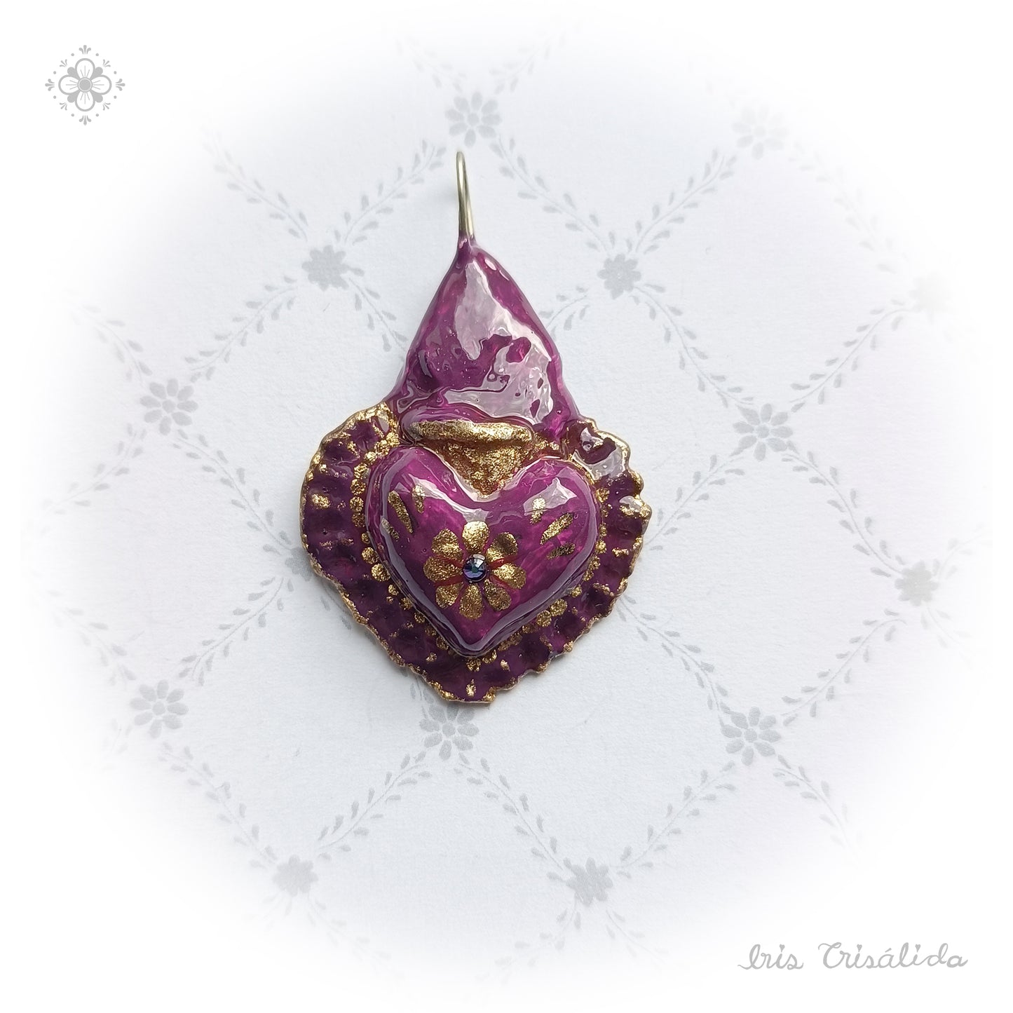 Burning Heart Pendant | Mauve & gold