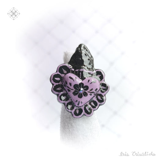 Aura Heart Ring | Lilac & black