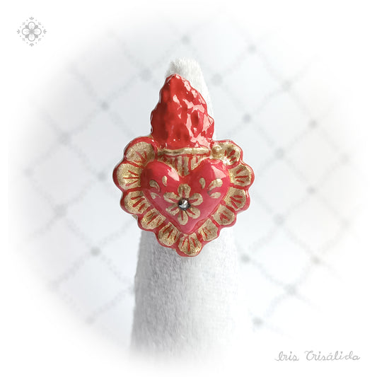 .Aura Heart Ring | Red & gold