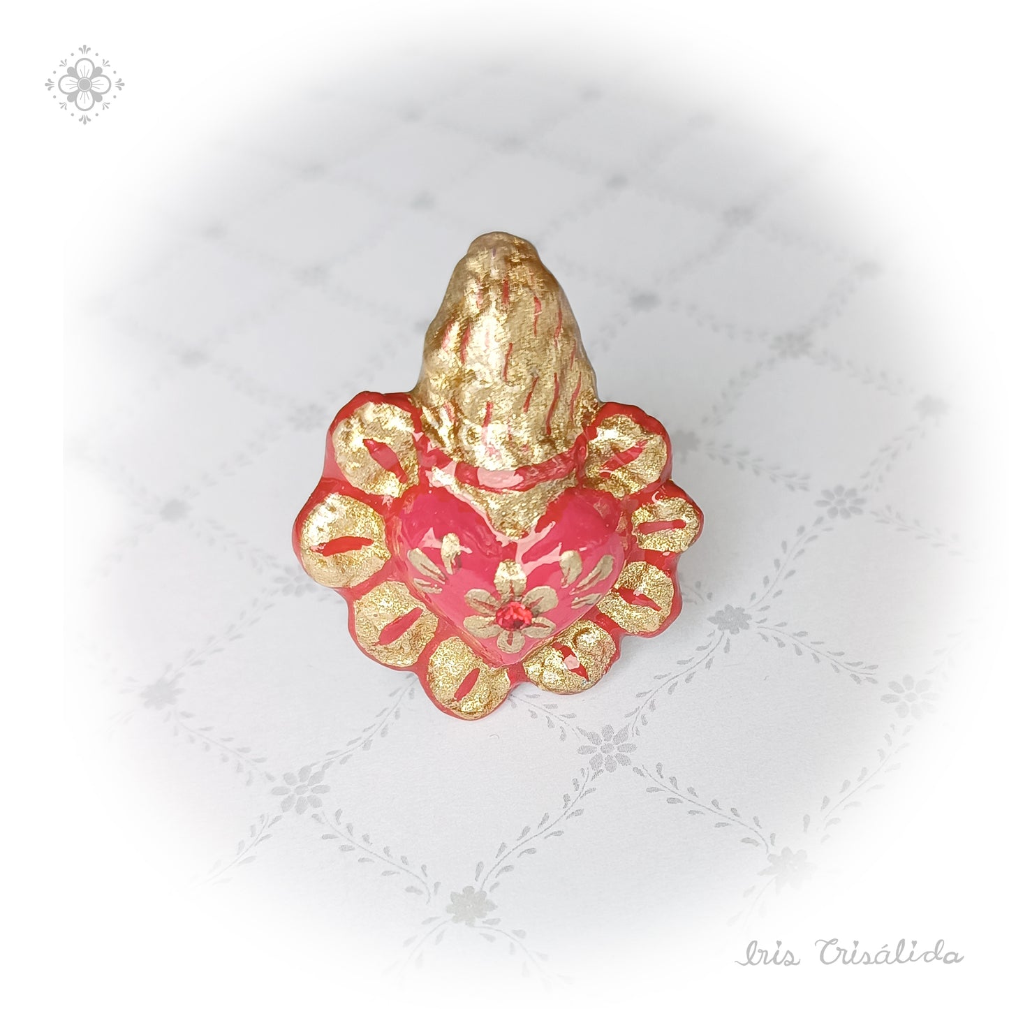 Aura Heart II Ring | Red & golden flame