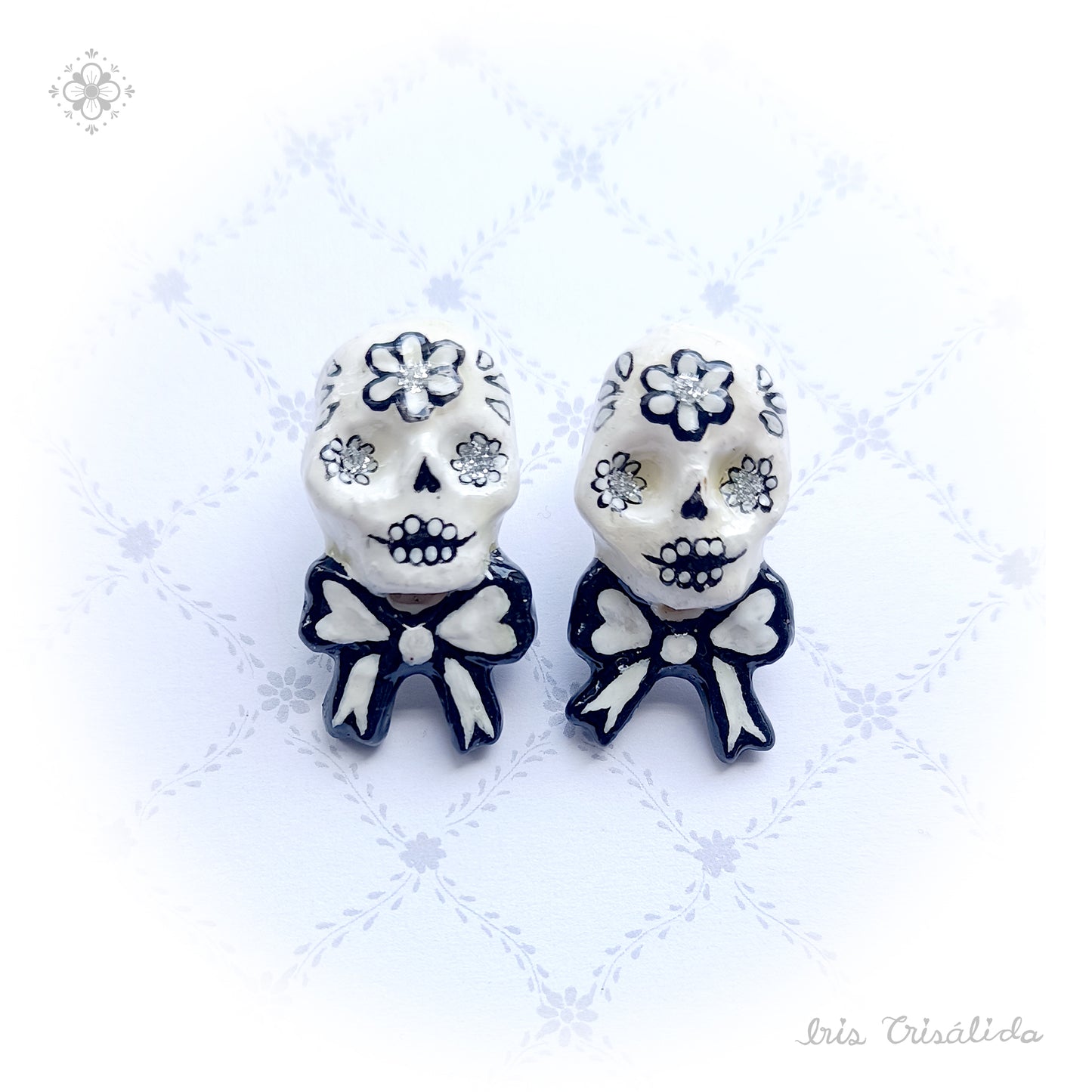 .Dear Death Earrings | Black and white