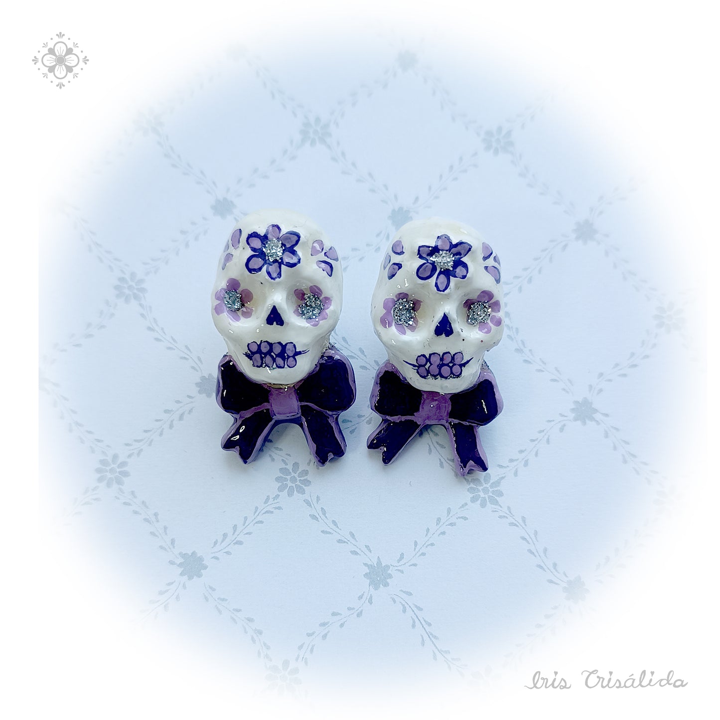 ..Dear Death Earrings | Dark purple, lavender & silver