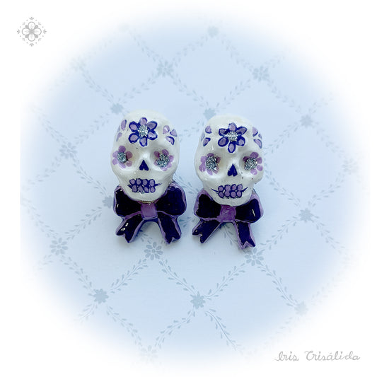 ..Dear Death Earrings | Dark purple, lavender & silver