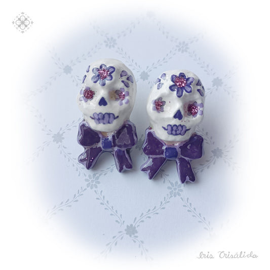 ..Dear Death Earrings | Dark purple, lavender & pink