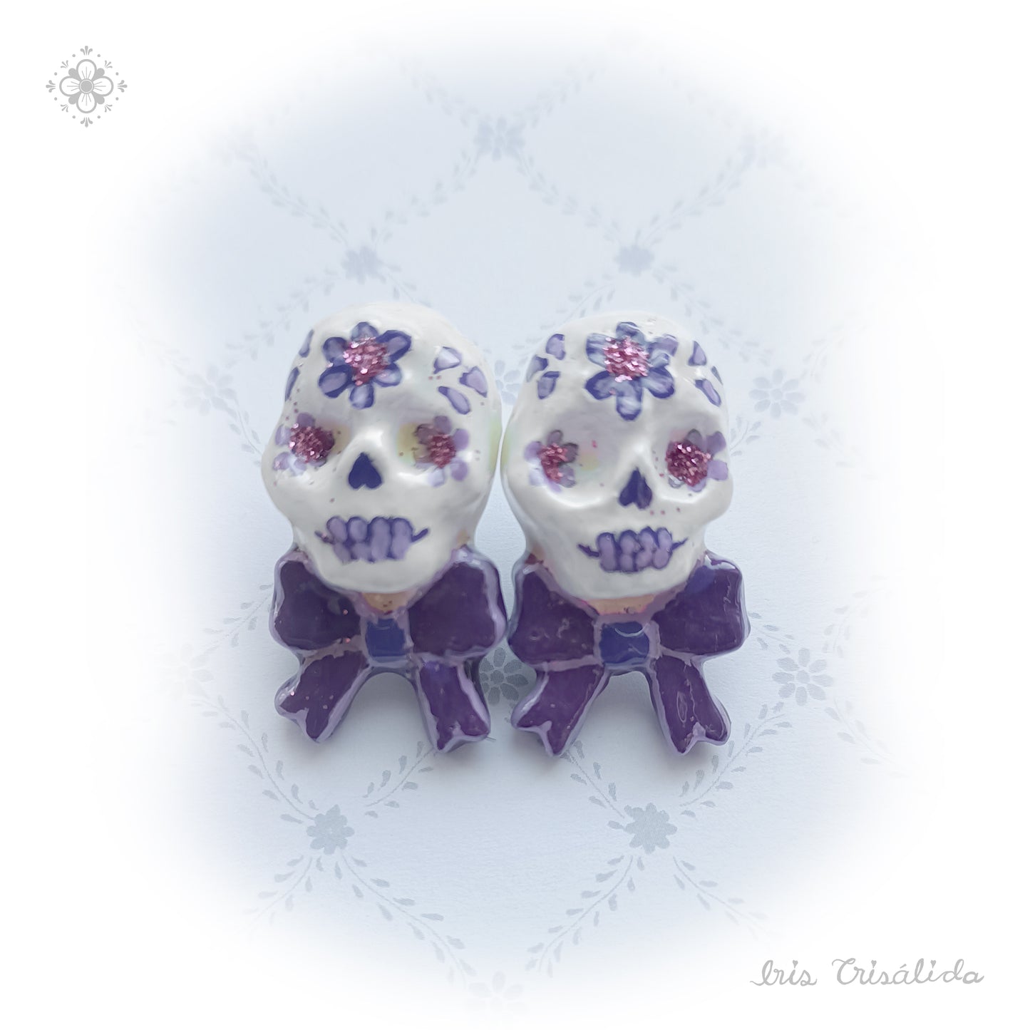 ..Dear Death Earrings | Dark purple, lavender & pink