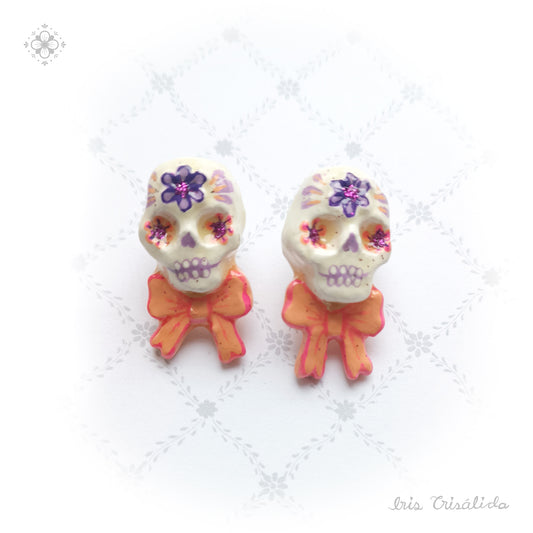 .Dear Death Earrings | Orange & lilac