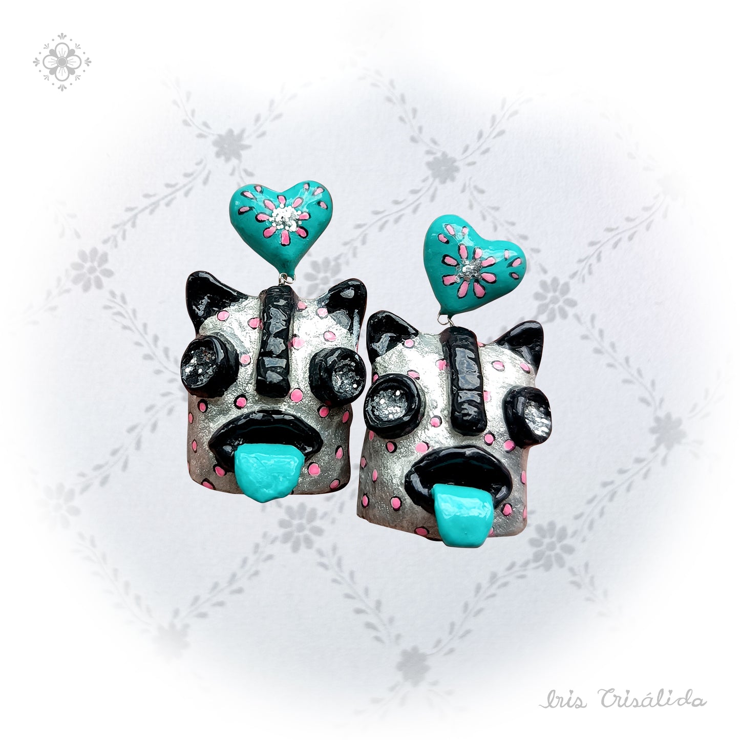 Tecuani Mask Earrings | Silver & turquoise