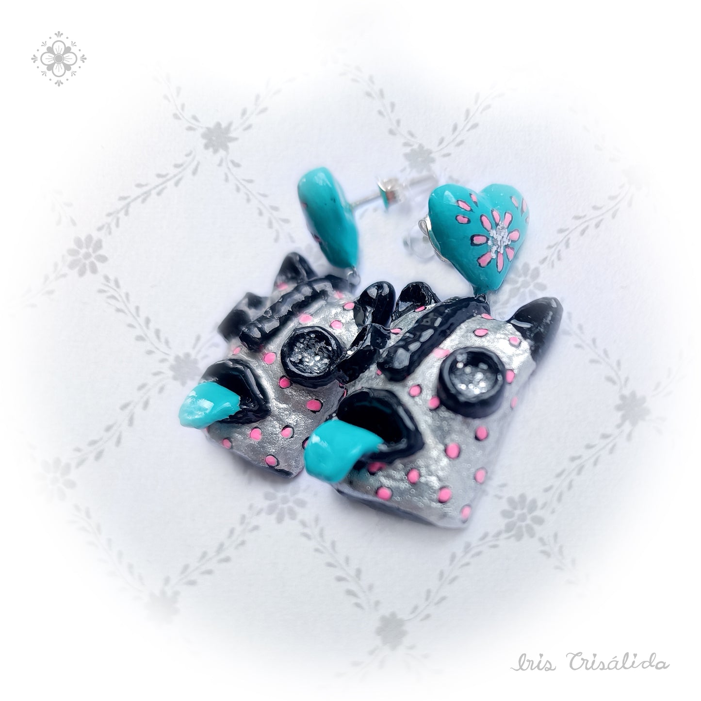 Tecuani Mask Earrings | Silver & turquoise