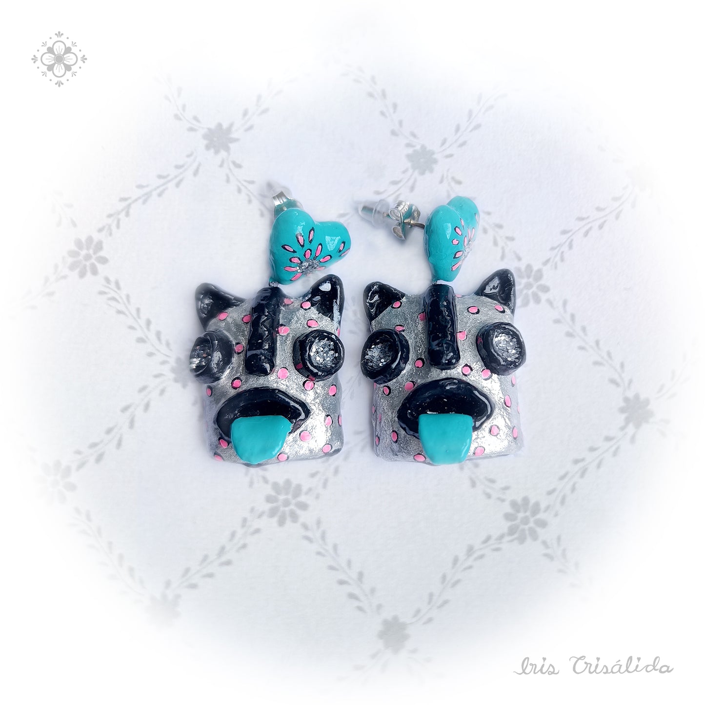 Tecuani Mask Earrings | Silver & turquoise