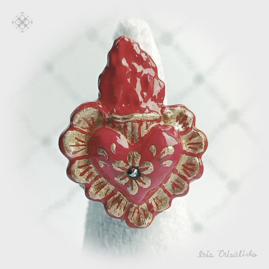 .Aura Heart Ring | Red & gold