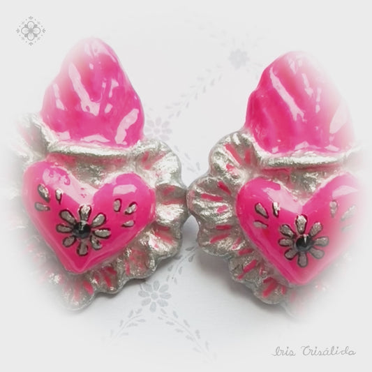 Aureal Heart Earrings | Pink & silver
